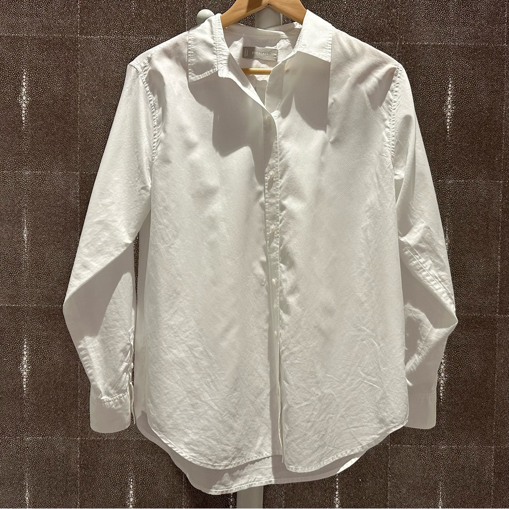 Everlane silky cotton relaxed shirt (off-white, size 10)